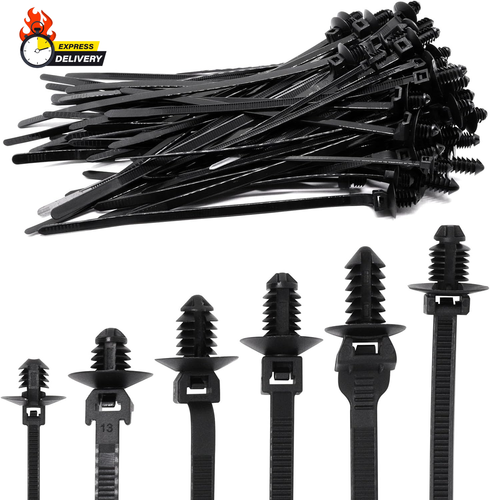 60 PCS Push Mount Zip Ties, Nylon Car Mount Wire Ties Snap in Cable Zip Ties, Bl - Picture 8 of 12