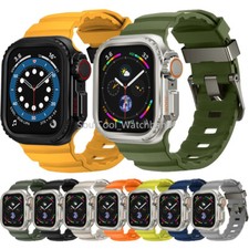 Luxury Metal Rugged Case Silicone Strap For Apple Watch Ultra 2 10 9 8 7 SE 6 5