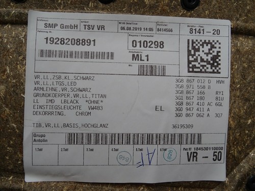 Revestimiento de puerta original VW Arteon 3H cuero negro delantero derecho 3G8867012D - Imagen 5 de 6
