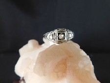 Semi-Mount For 2mm x 2.5mm Round Art Deco Style Filigree Sterling Silver Ring