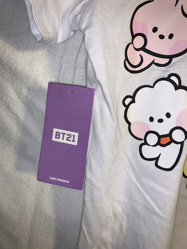 NEW BT21 Line Friends Minini White T-Shirt Size XS Official BTS Merch Tee NWT - Picture 3 of 4