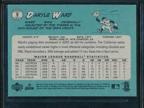 2003 Upper Deck Vintage Houston Astros Daryle Ward signed auto autograph #9 - Picture 2 of 2