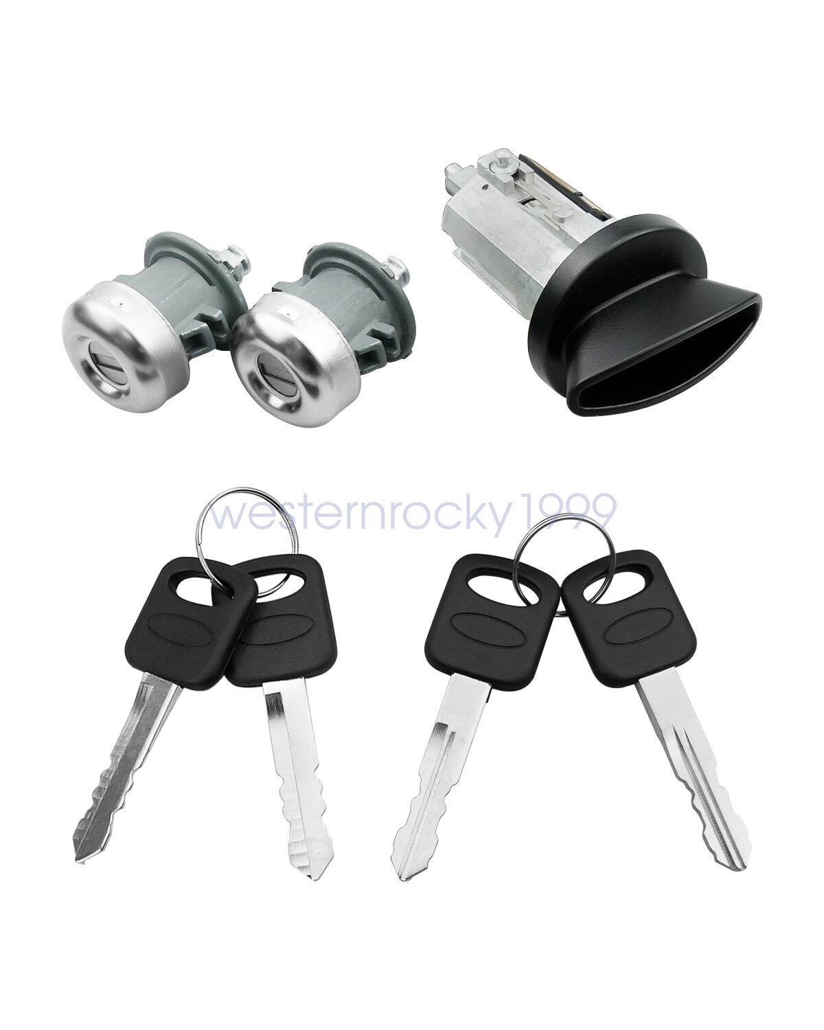 Ignition and Door Lock Cylinder w/ Handles Repair Kit Fit for Ford F