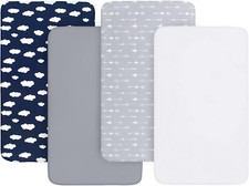 Mini Crib Sheets for Baby Breathable Soft Covers Fitted Sheet 4 Pack 38'' x 24''