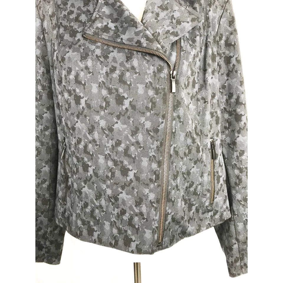 Jaqueta Bar III Feminina Extra Grande Cinza Preta Geométrica Moto Blazer Assimétrico - Imagem 3 de 4