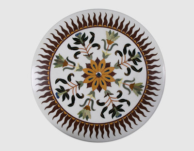42 '' Marmor Handmade Kaffee Table Top Semi Precious Steine Inlay Heim Dekor