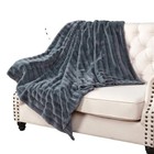 Faux Fur Stripes Gray Blankets & Throws