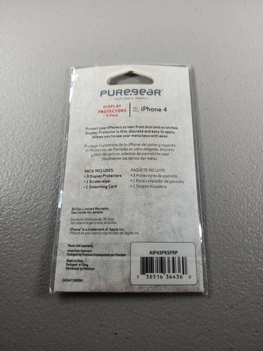 NEW IN PACKAGE Pure Gear iPhone 4 Display Protector 3-Pack - Never Opened! - Picture 2 of 2