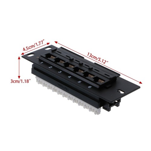 6 Port CAT5E CAT5 Patch Panel RJ45 Networking Wall Mount Rack Mount Bracket - Photo 6/6