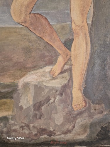 Annibale Biglione (1923-1981) 50×100 Olio Su Tela con Autentica - Foto 2 di 8