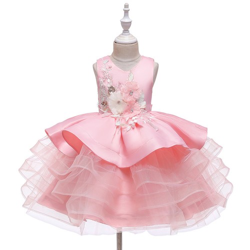 Flower Girls Tulle Princess Dress Kids Birthday Party Wedding Pageant Party Gown - Picture 7 of 31