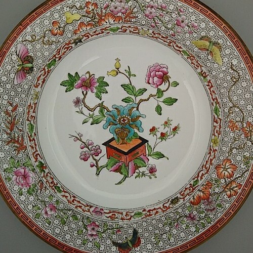 Antique Worcester Indian Tree Dinner Plate 1870s Victorian Dish 25cm wide - Picture 3 of 11