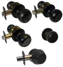 House Guard Matte Black Round Door Locks Knobs Keyed privacy passage deadbolt