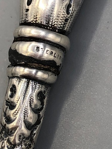 Antique Repousse style sterling silver handle Nail File 7 7/8" - Picture 8 of 10