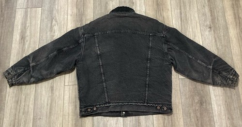 Vintage Levi’s Type 3 sherpa black denim trucker Jacket  men’s size L pre-owned - Afbeelding 10 van 22