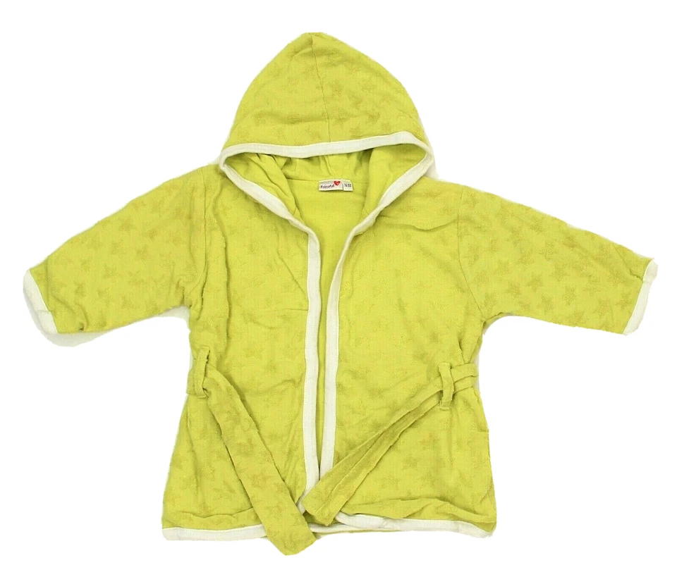 Prenatal Baby Bademantel Gr. 74/80 Unisex Kapuze limette-grün Sternen