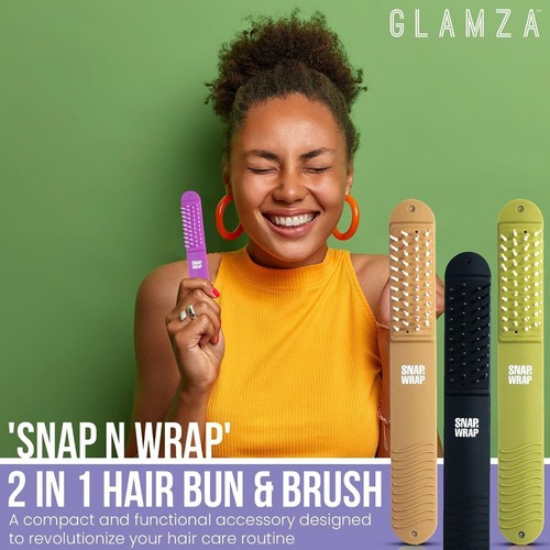 Snap N Wrap 2 in 1 Hair Bun & Brush Foldable comb Handy Pocket Size Kids Adult - Picture 3 of 8
