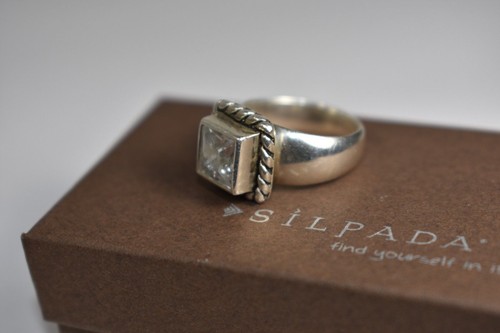 Silpada Elizabeth 925 Sterling Silver CZ Square Cubic Zirconia Ring Size 7 R0836 - Picture 11 of 12