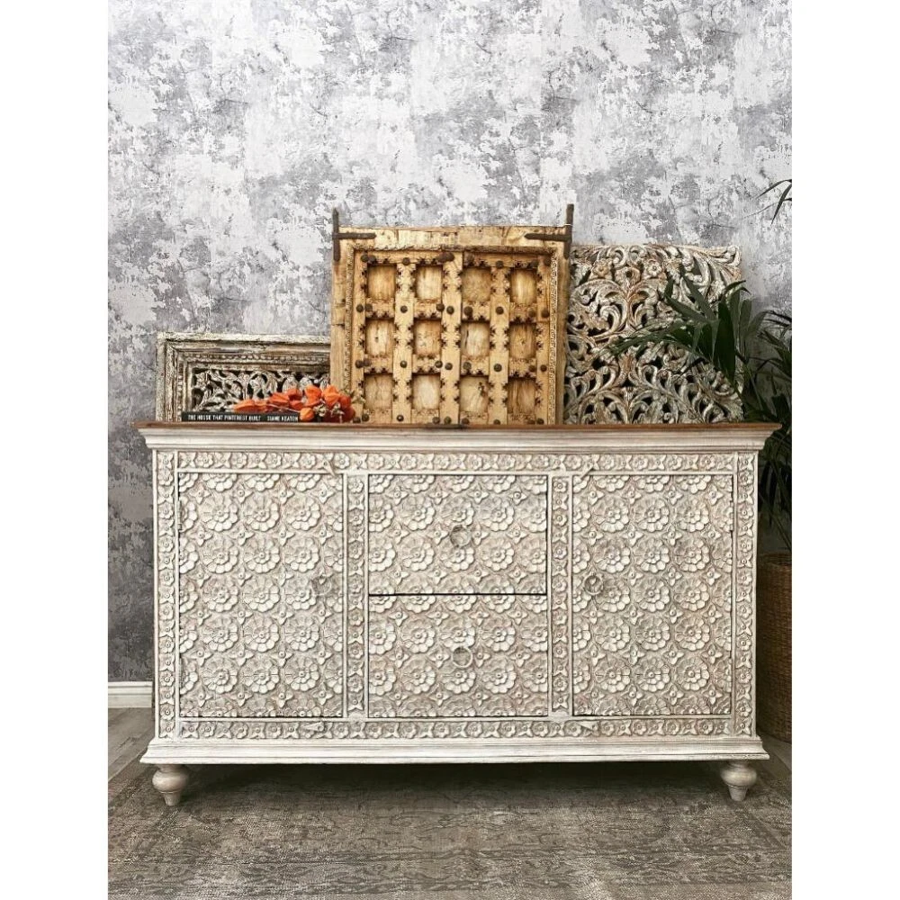 White online carved sideboard