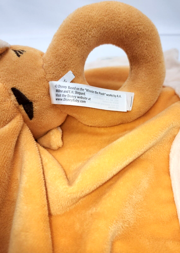 Tigger Lovey Security Blanket W/Rattle Ring 13" x 13" Disney - Picture 3 of 11