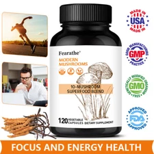 Organic Mushroom Supplement - 10 in 1 Complex Nootropic & Immune Capsule