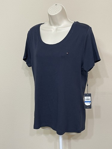 Tommy Hilfiger Women’s Navy Blue Short Sleeve Round Neck Slim Comfort T-Shirt XL - Picture 3 of 9