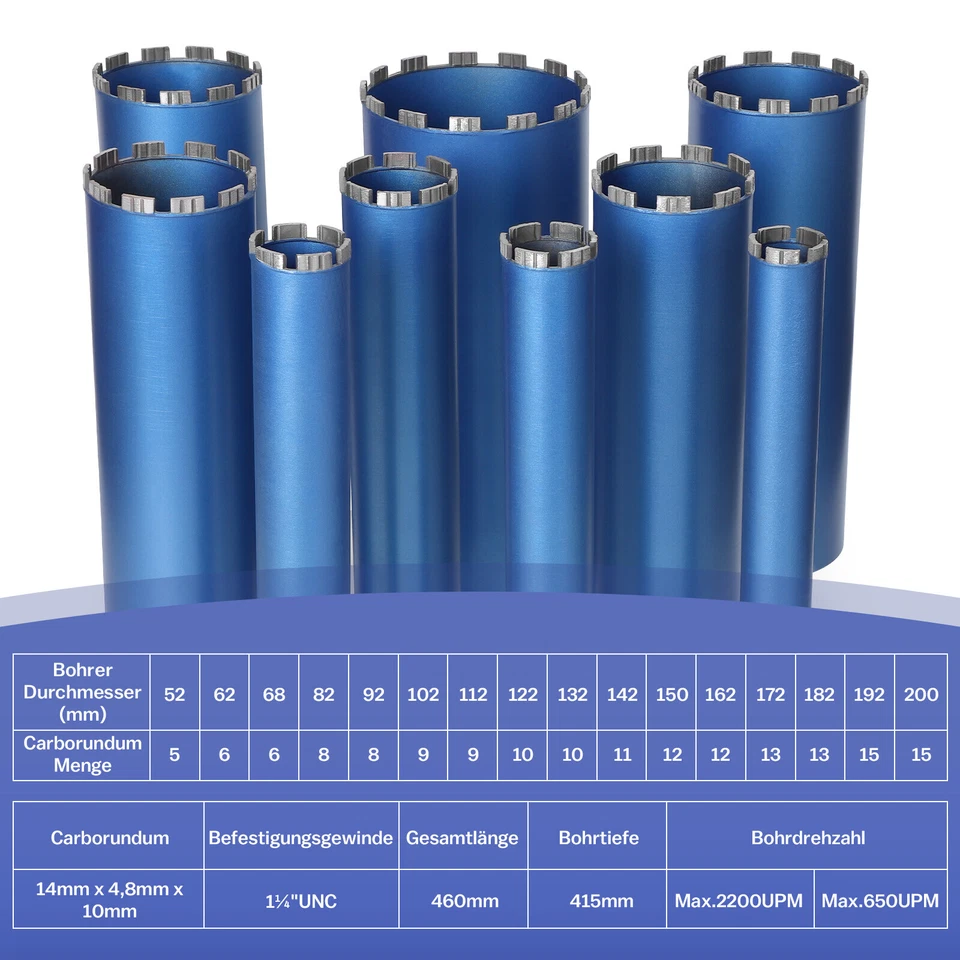 Diamantbohrkrone L 460 mm Ø 52-200mm Nass+Trocken Dosenbohrer Kernbohrer SDS - Bild 3 von 4