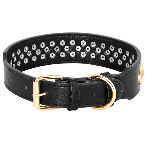 Wide Leather Studded Dog Collar Heavy Duty Rivets Adjustable for Large Dogs Pet - Picture 57 of 67
