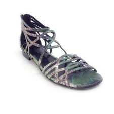 Hermes  Python Flat Caged Gladiator Sandals Multi Snake Reptile 37.5
