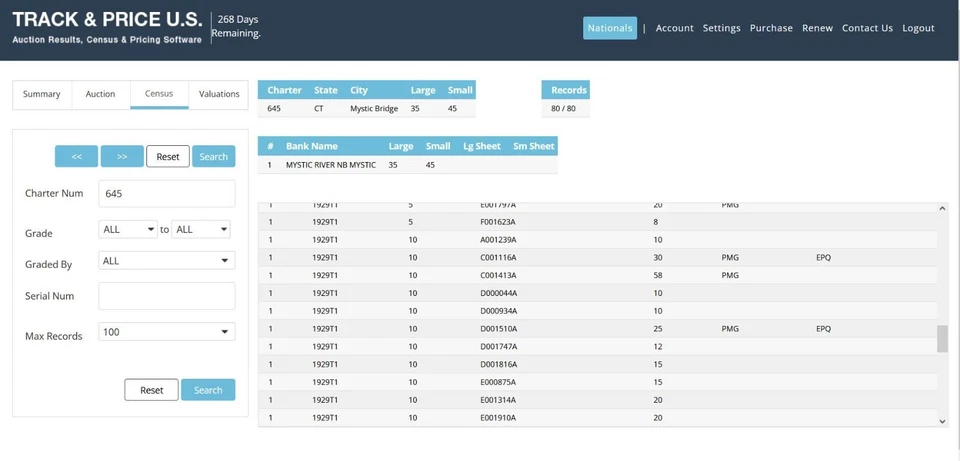 1929 $10 National Bank Mystic, Connecticut CH# 645 PMG 58 top pop 1/0 finest - Image 2 of 4