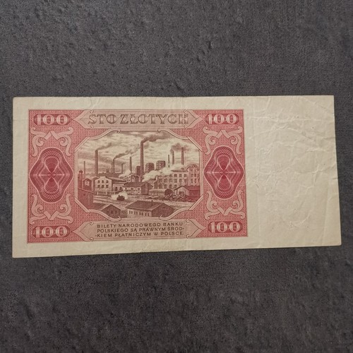BILLET CIRCULE 100 ZLOTYCH 1948 POLOGNE / POLAND BANKNOTE - Picture 2 of 3