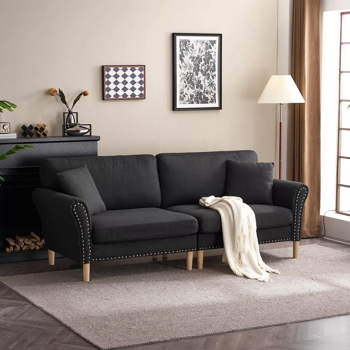 Modern 2 Seat Sofa Large Couch With