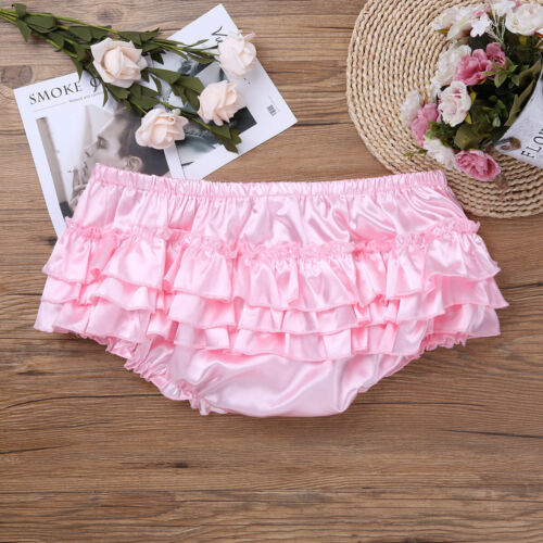 Men's Sissy Briefs Bloomers Frilly Satin Crossdress Skirted Panties Underwear - Picture 7 of 308