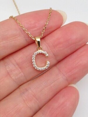 925 Sterling Silver Round Cut Simulated Diamond Pendant 18K Yellow Gold Plated.