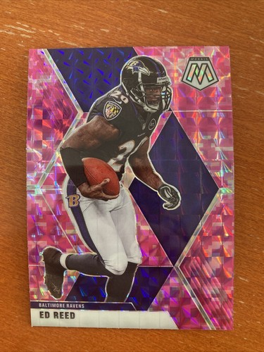 Ed Reed PINK Camo Prizm 2020 Panini Mosaic #21 RAVENS NFL