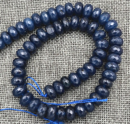 Natural 6x10mm Faceted Dark Blue Jade Abacus Gems Rondelle Loose Beads 15'' - Picture 3 of 5