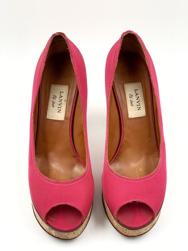 LANVIN Pink Canvas Cork Platform Pumps Size EU40 US 10 - Bild 7 von 12