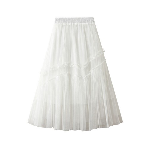 Edge Spliced Mesh Half Skirt Mid-length Mesh Skirt with Mushroom New Women's