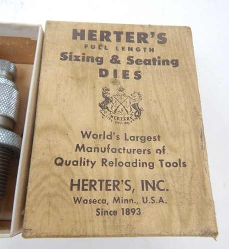 8B Herter's Full Length Sizing & Seating Dies Reloading Tools Set Boxed VTG - Picture 2 of 3