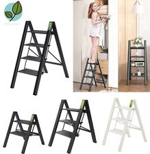 Fold Step Stool with Aluminum Portable Lightweight Ladder Wide Anti-Slip Pedal