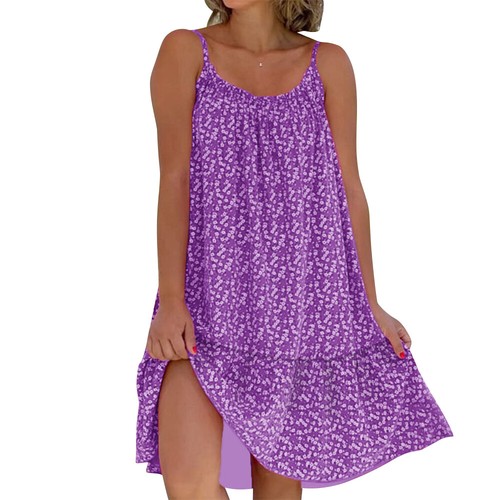 Damen One Piece bedruckt Unterhemd Schlinge Kleid Freizeit Übergröße Schlinge lose Kleid - Bild 23 von 24