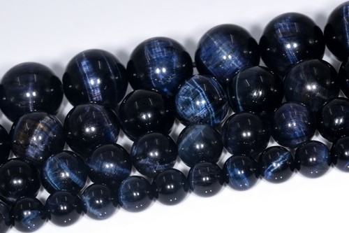 Blue Tiger Eye Beads Grade AA Round Gemstone Loose Beads 6/8/10/12MM - Picture 1 of 11