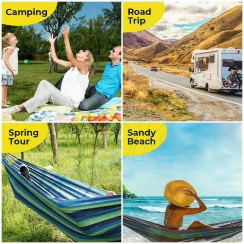 Premium Double Hanging Hammock Outdoor Garden Travel Beach Swinging Bed Camping - Picture 7 of 27