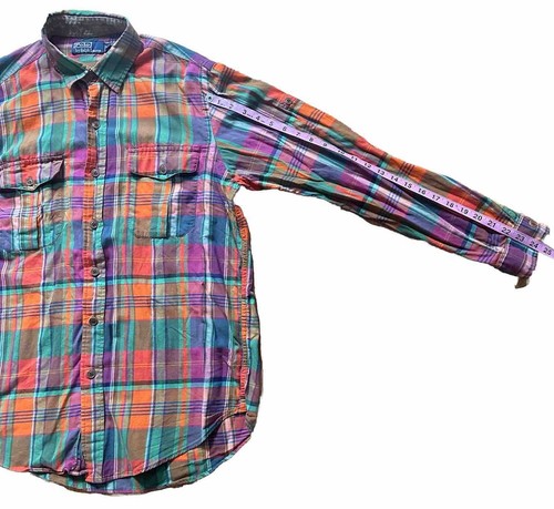 Camisa Polo Ralph Lauren Para Hombre Grande A Cuadros Patchwork Naranja Camisa A Cuadros - Imagen 8 de 17