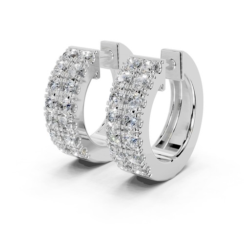 0.56 CTTW Round Lab Grown Diamond Hoop Earrings In 14K Gold (F-G, VS1-VS2) - Picture 6 of 16