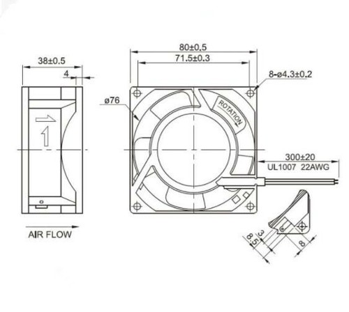 For FULLTECH UF-80A23 BTH Axial fan 230VAC 14/12W 80*80*38mm Ball cooling fan - Picture 5 of 5