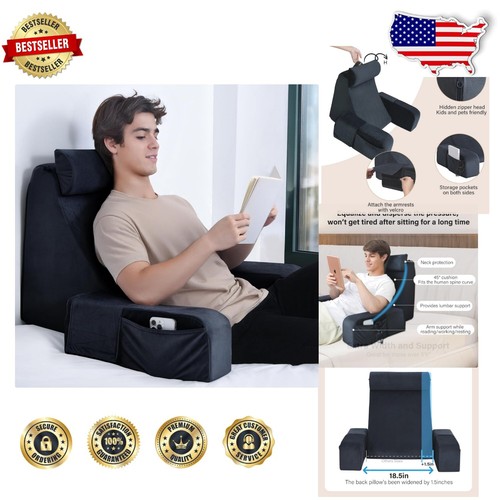 Large Adjustable Back Pillow for Reading & Relaxing in Bed - Enhanced Comfort