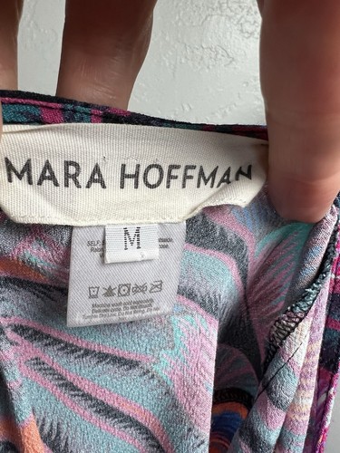 Mara Hoffman Herbarium Persimmon Tropical Floral Mini Swing Dress Sz M Open Back - Picture 7 of 8