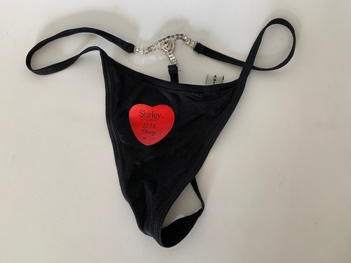 Shirley Of Hollywood Silk Thong With Jewels One Size Black - Picture 2 of 6