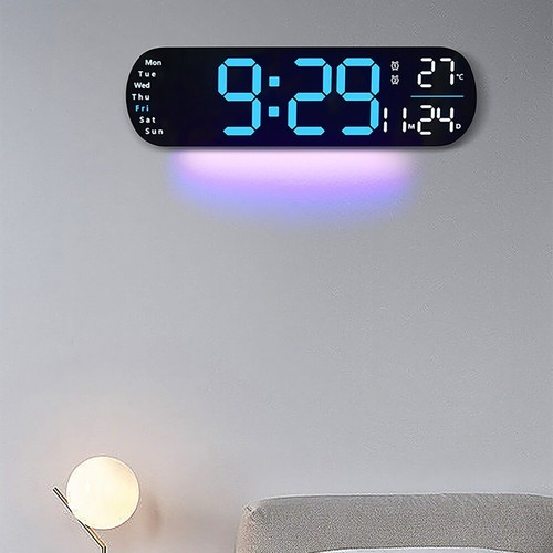 Große digitale LED Wanduhr Temperatur Datum Fernbedienung Umgebungslicht Timing - Bild 20 von 28